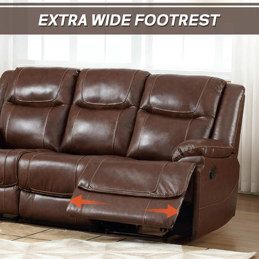 Manual Recliner Sofa Set Brown Living Room Collection