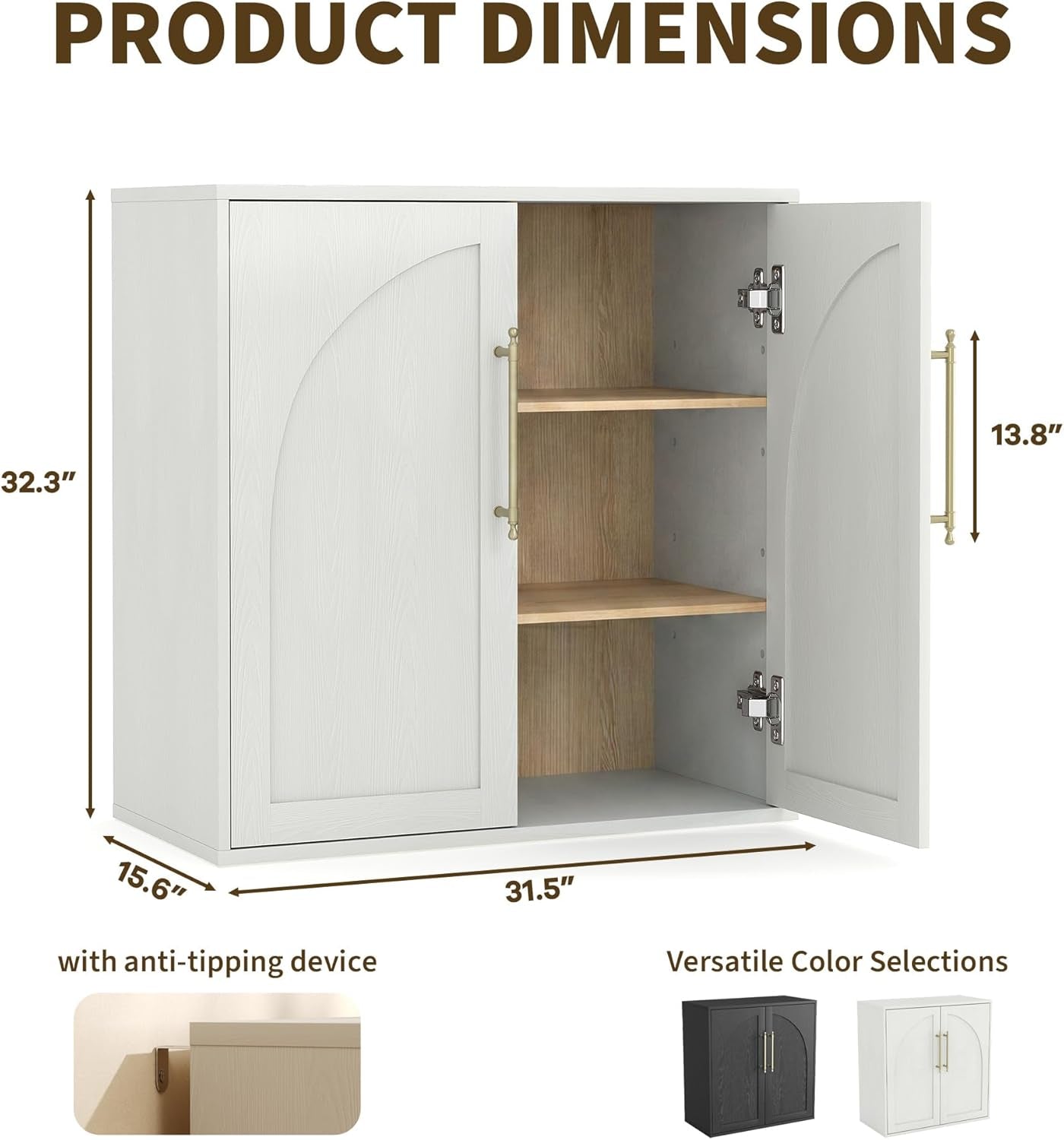 Modern Arched Farmhouse Sideboard Storage Console Cabinet