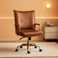 Adjustable Faux Leather Desk Chair With Golden Legs Camel