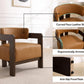 Brown Leather Barrel Chair Midcentury Upholstered WoodenLegs