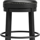 Valebeck 30.38 Black Upholstered Pub Height Swivel Barstool