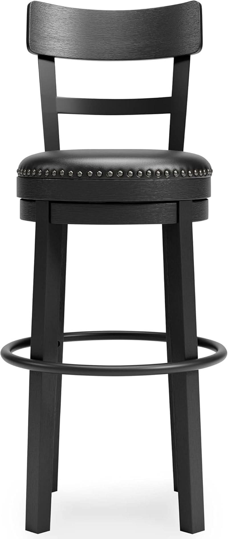 Valebeck 30.38 Black Upholstered Pub Height Swivel Barstool
