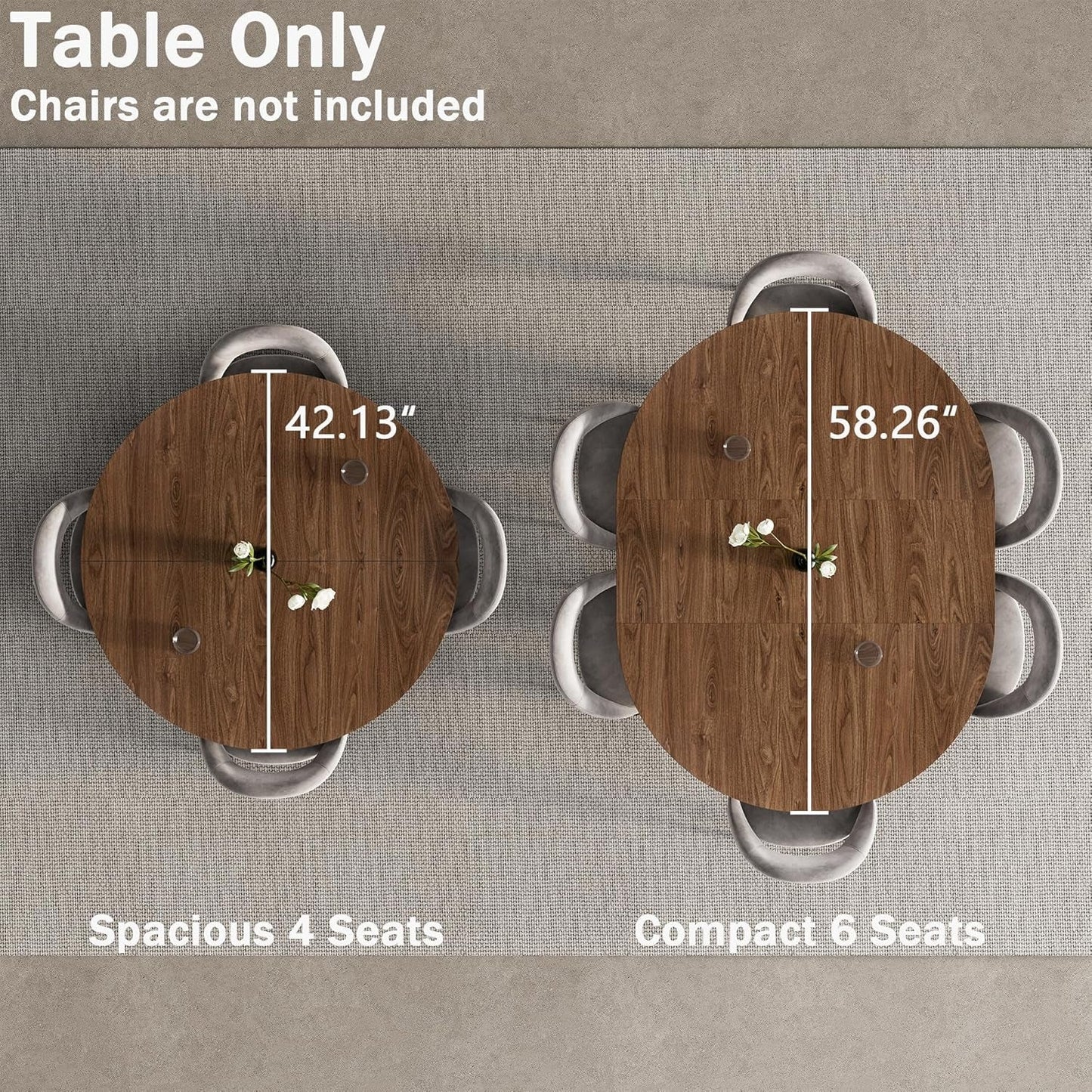 Extendable Forty Two To Fifty Eight Inches Round Dining Table Storage