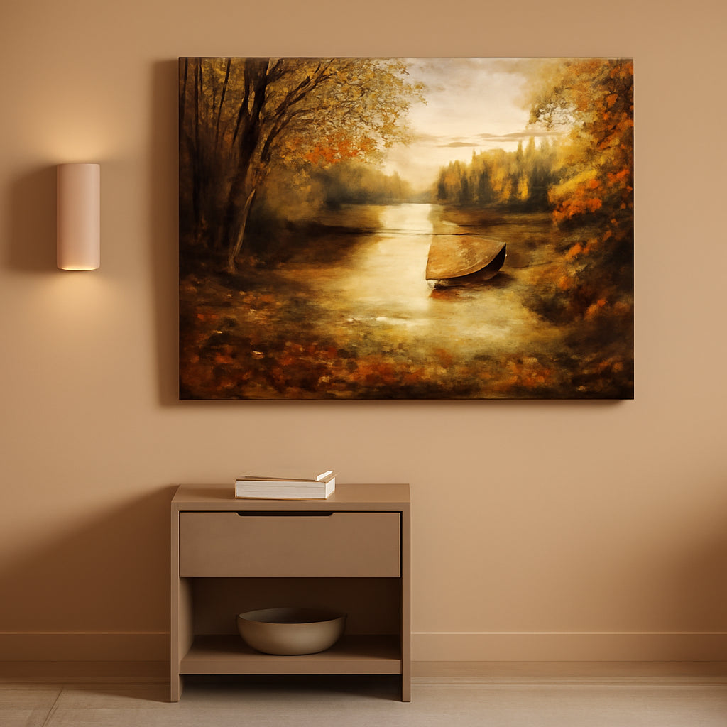 Gold Autumn Landscape Canvas Decor Wall Art 29x57 Inches