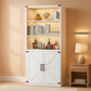 White Five Tier Bookcase Unit With Doors LED Lighting-0