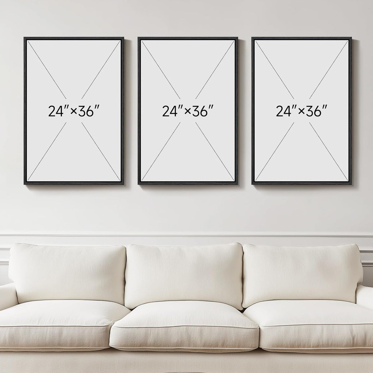 Blue Grey Framed Contemporary Wall Art Living Room Area
