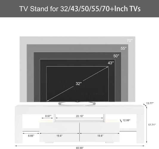 White Entertainment TV Stand With LED Illumination