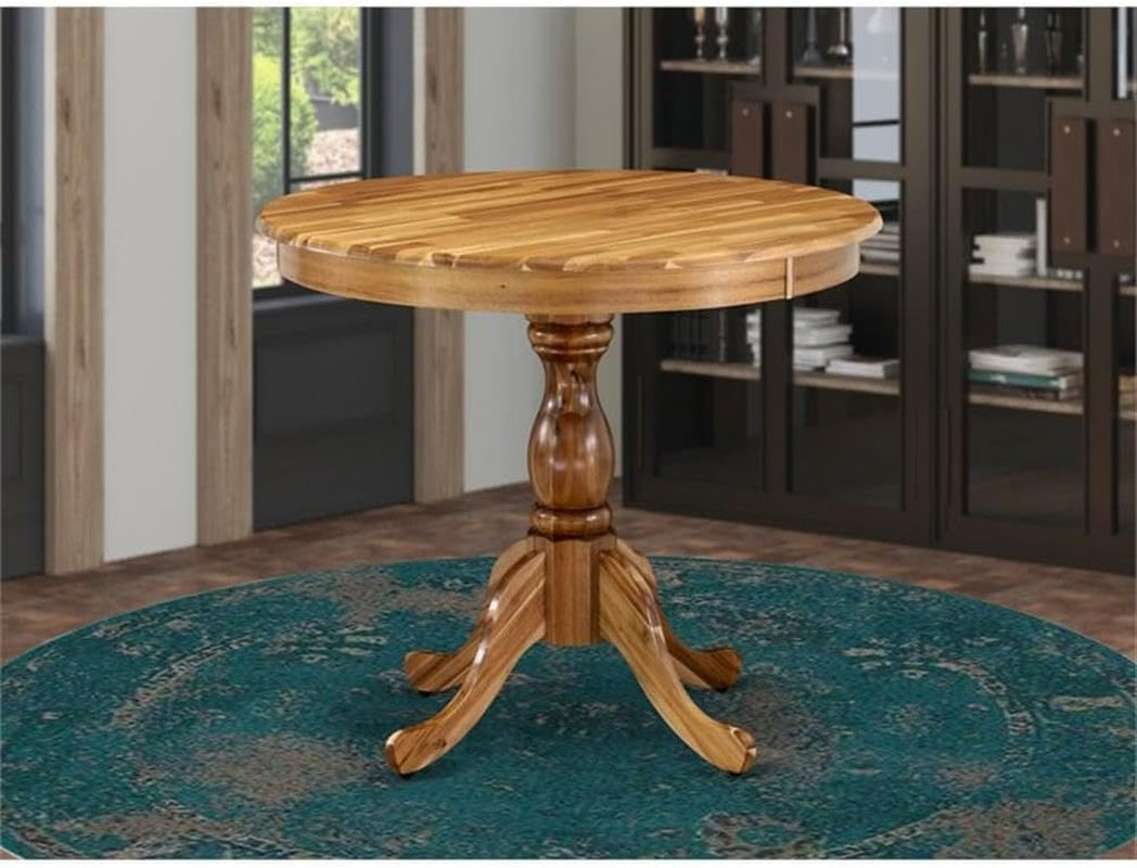 Round Pedestal Dining Table Thirty Six Inch Natural Finish Polished