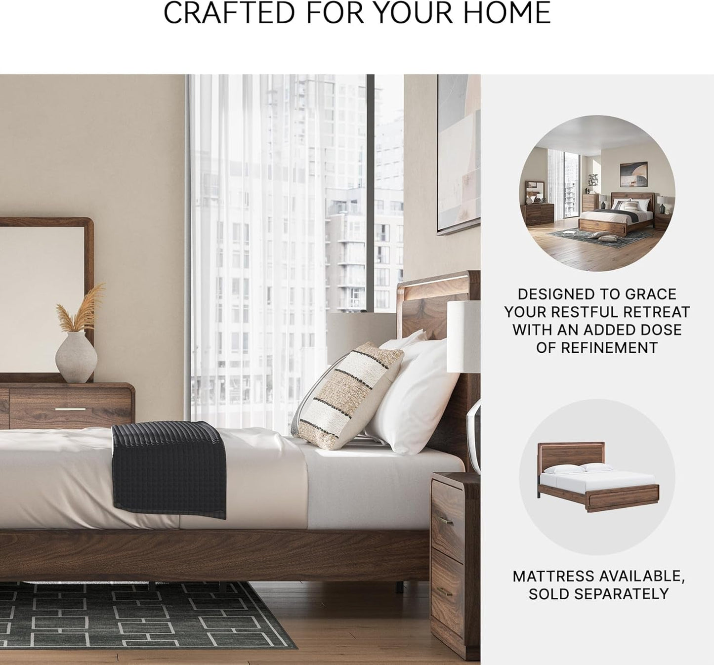 Ashley Hollinaze King Size Panel Bed LED Back lighting