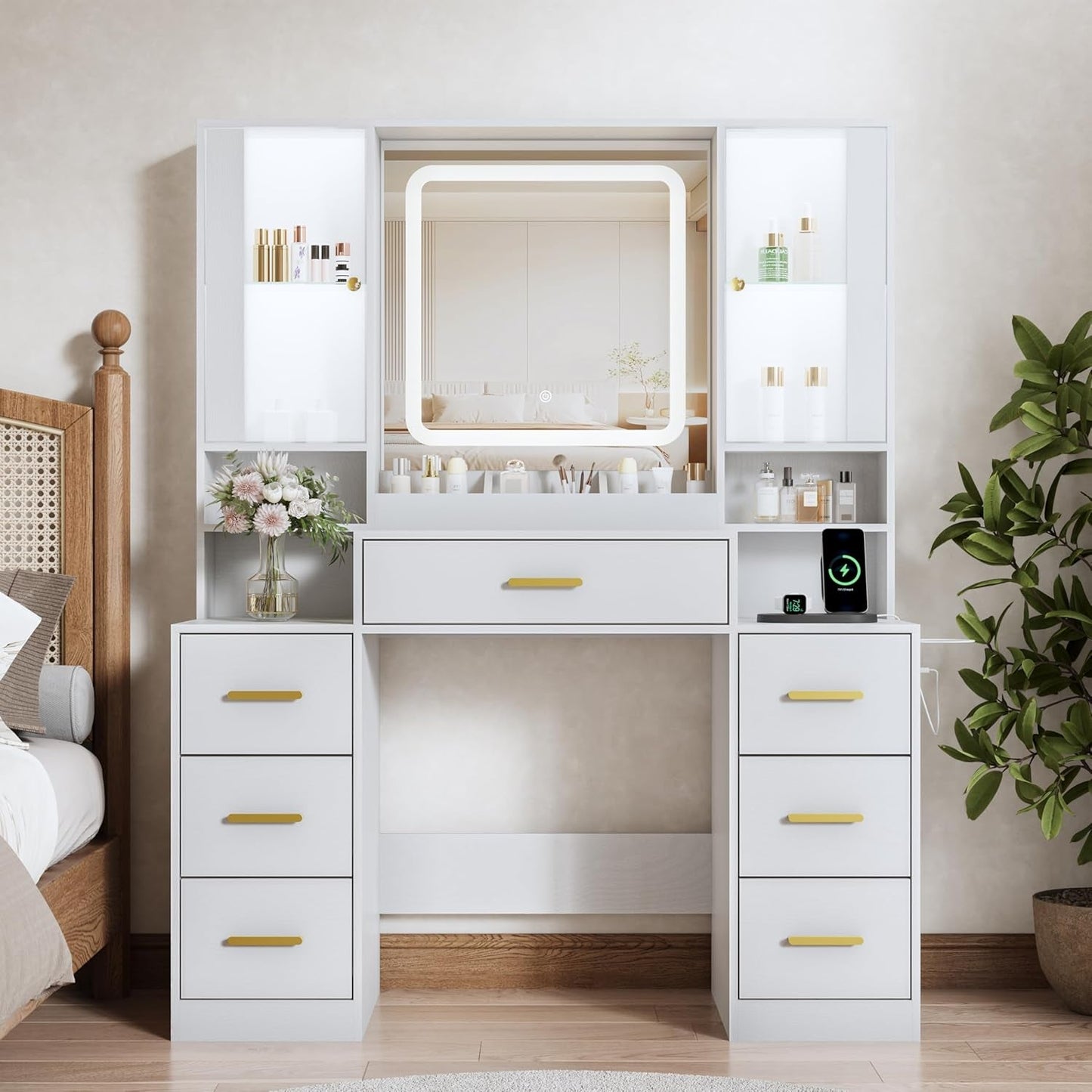 Elegant Customizable Vanity Desk With RGB Lighting