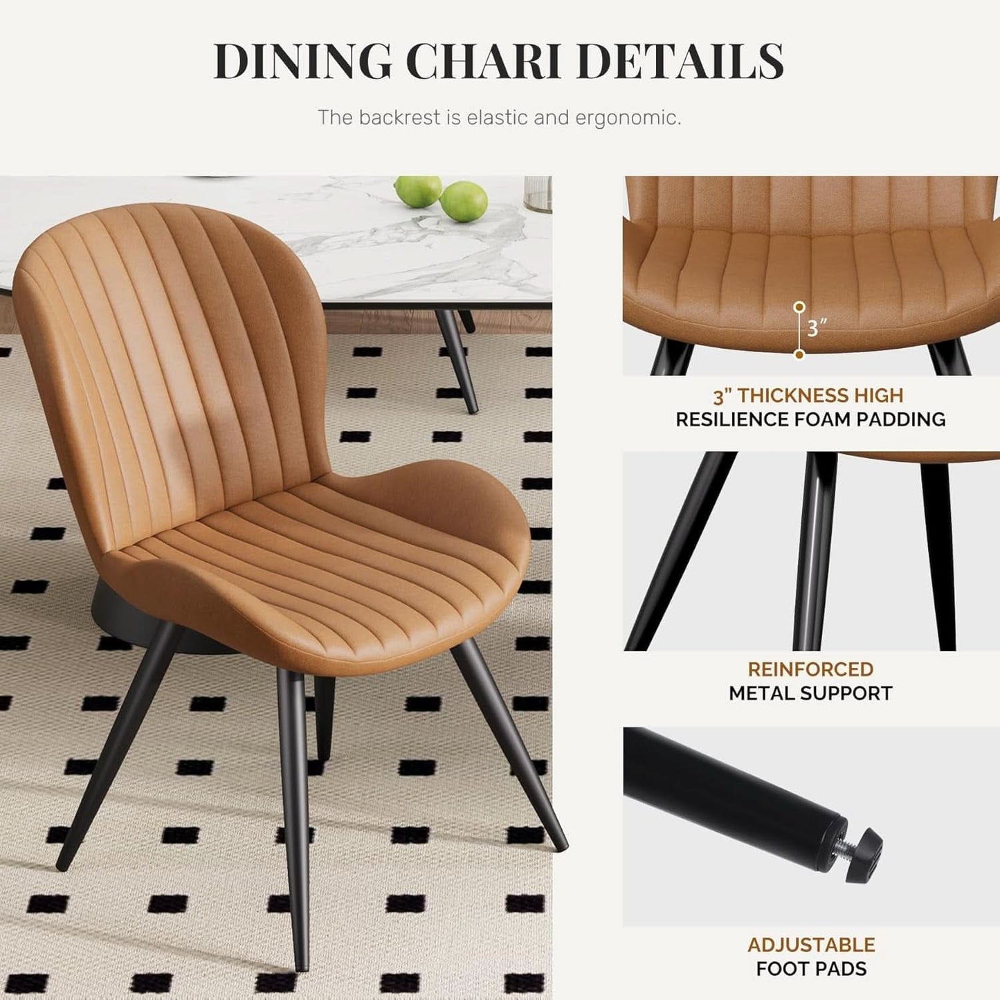 Brown Armless Modern Dining Room Sleek Chairs Set Of Four