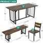 63 Inches Luxurious Farmhouse Dining Table Set Walnut