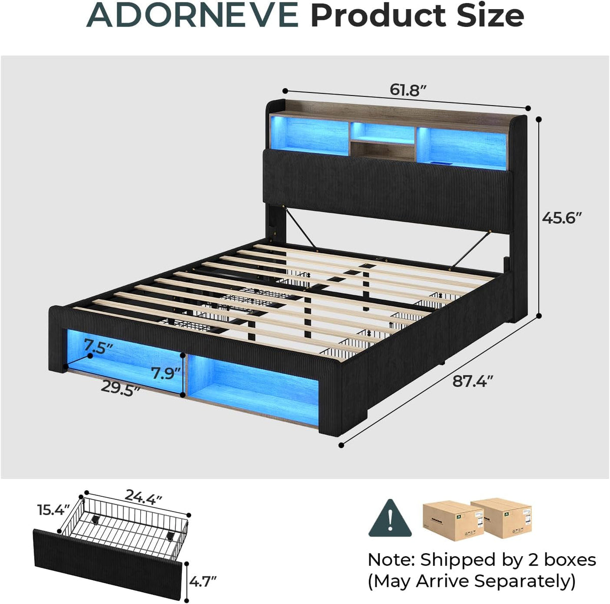 Queen Platform Bed Frame With Storage Drawers Black