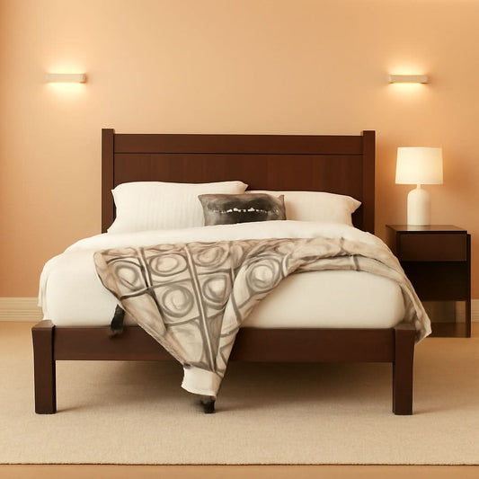 Queen Solid Renewable Pine Platform Bed Espresso Finish