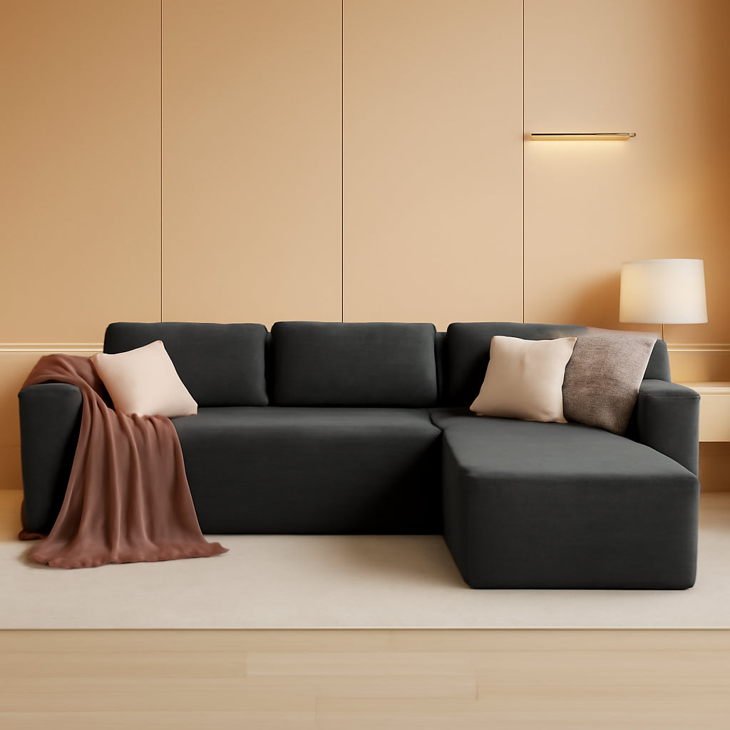 106 Inches Grey Convertible Sectional Upholstered Sofa-0