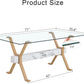 71 Inch Glass Dining Table With Tempered Glass Top