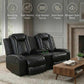 Black Luxurious Leather Power Reclining Sectional Sofa