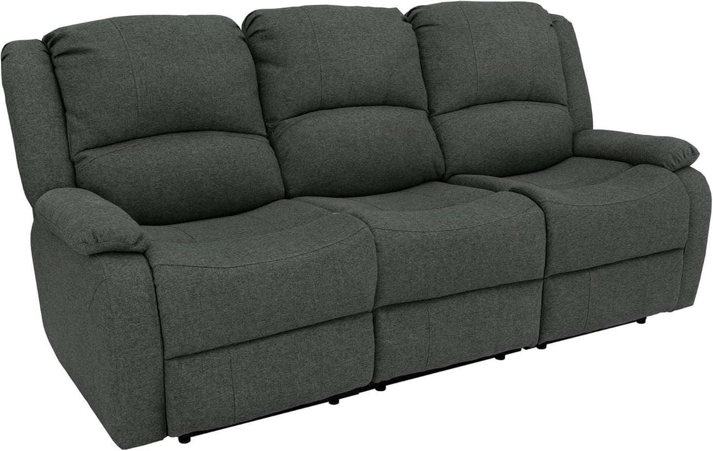 80-Inch RV Triple Recliner Sofa With Convertible Console