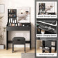 Charcoal Vanity Desk With LED Illuminated Mirror Storage