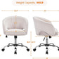 Cream Velvet Swivel Desk Chair With Wheels Tufted Back