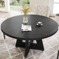 Farmhouse Round Dining Table 47 Inch Black For Four
