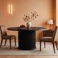 47.24-Inch Black Circular Dining Table Fluted Base