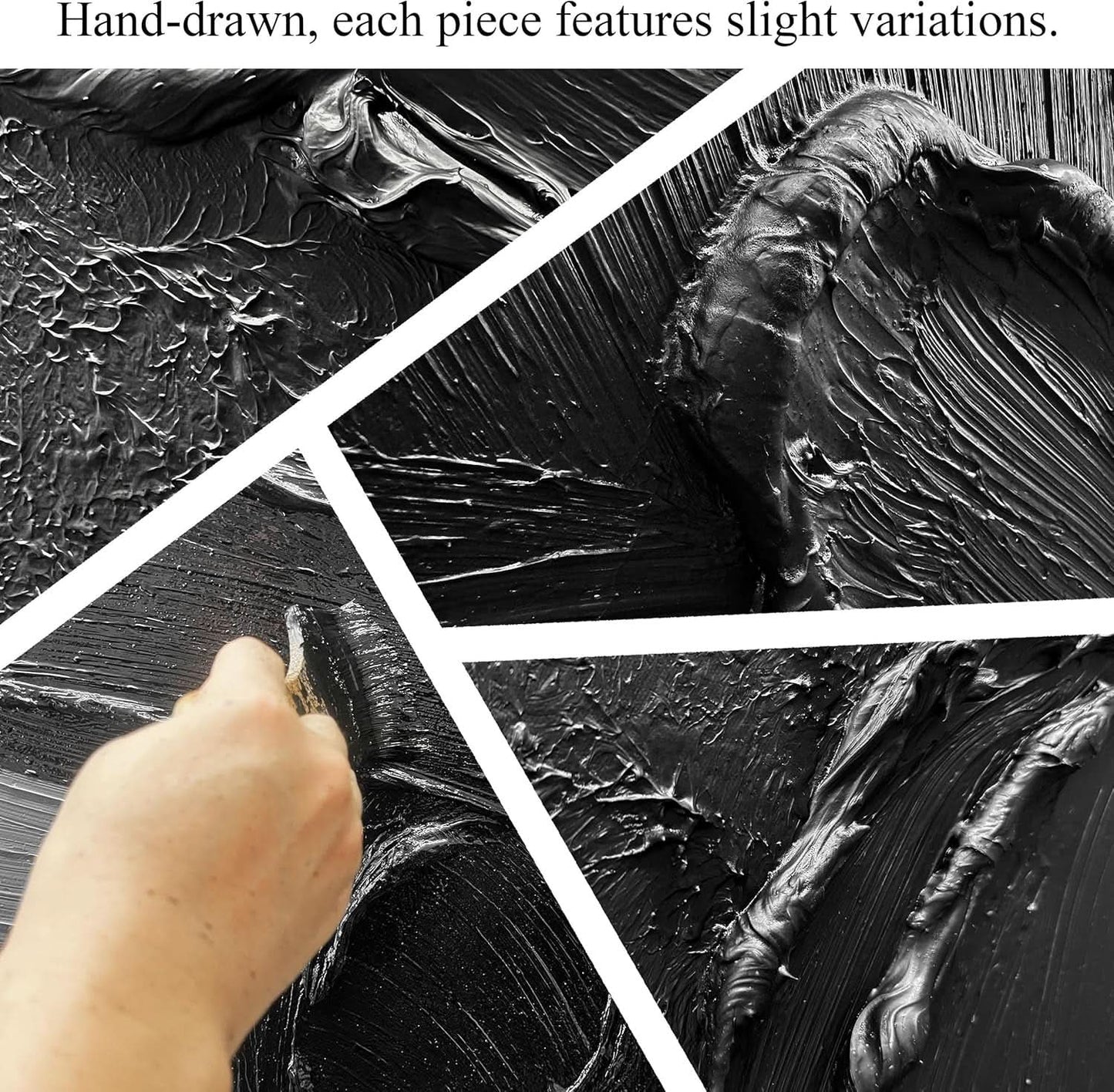 Black Abstract Wall Art Textured Large 29x58 Inches