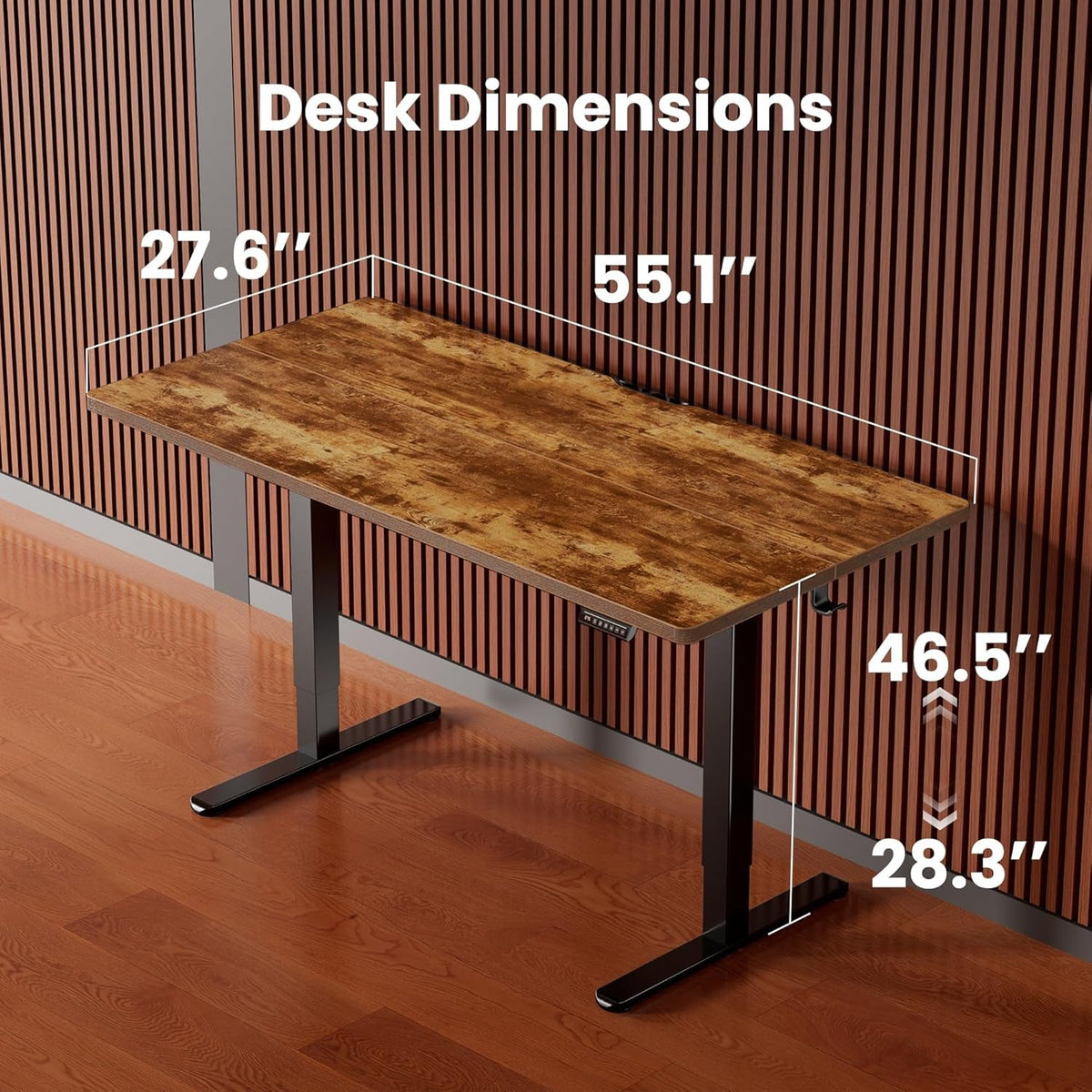 Vintage Brown 55x28 Electric Height Adjustable Desk
