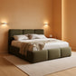 Queen Size Emerald Green Boucle Platform Bed Upholstered