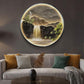 Illuminated Mountain Waterfall Wall Art 30x30 Inch