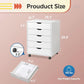 White 5 Drawer Wood File Cabinet With Wheels For Office