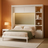 Queen Murphy Desk Bed White With Integrated Shelving-0