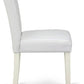 Parson Dining Chairs White Faux Leather Upholstered Pair