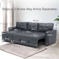 Sleeper Sectional Sofa With Convertible Bed In Dark Gray