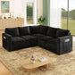 Black 83Inch Deluxe Sleeper Sectional Sofa With Storage
