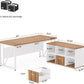 63Inch Walnut Executive Computer Desk With Cabinet