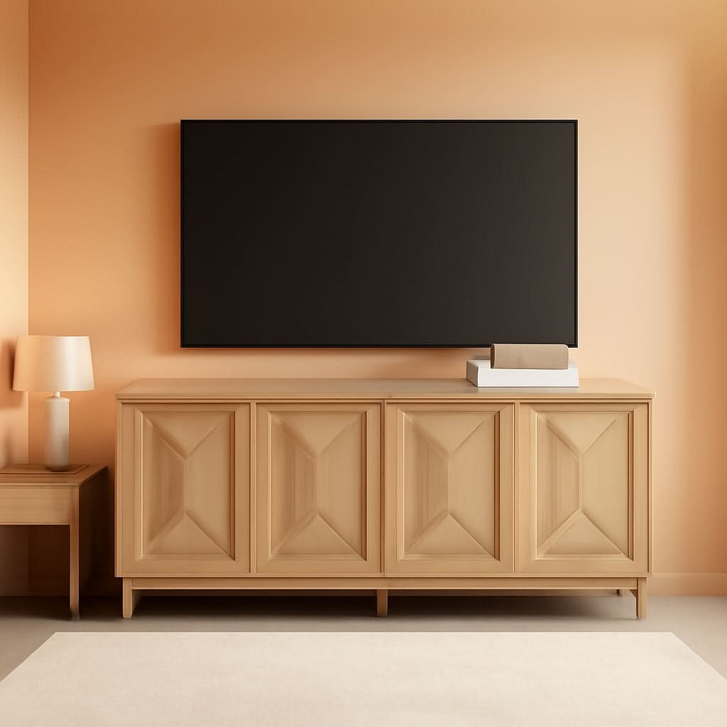 65 Inch Farmhouse TV Stand With Cable Management System