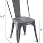 Dark Grey Metal Dining Chairs Set Of Four Durable X Bar Design