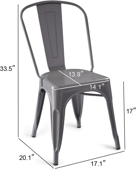 Dark Grey Metal Dining Chairs Set Of Four Durable X Bar Design