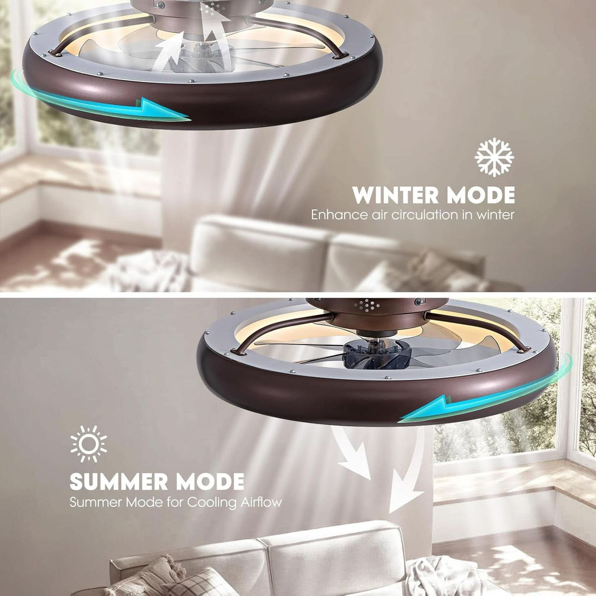 20 Inch Ceiling Fan With Dimmable Led Lights And Remote