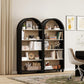 Tall Black Arched Bookcase Featuring Spacious Shelving