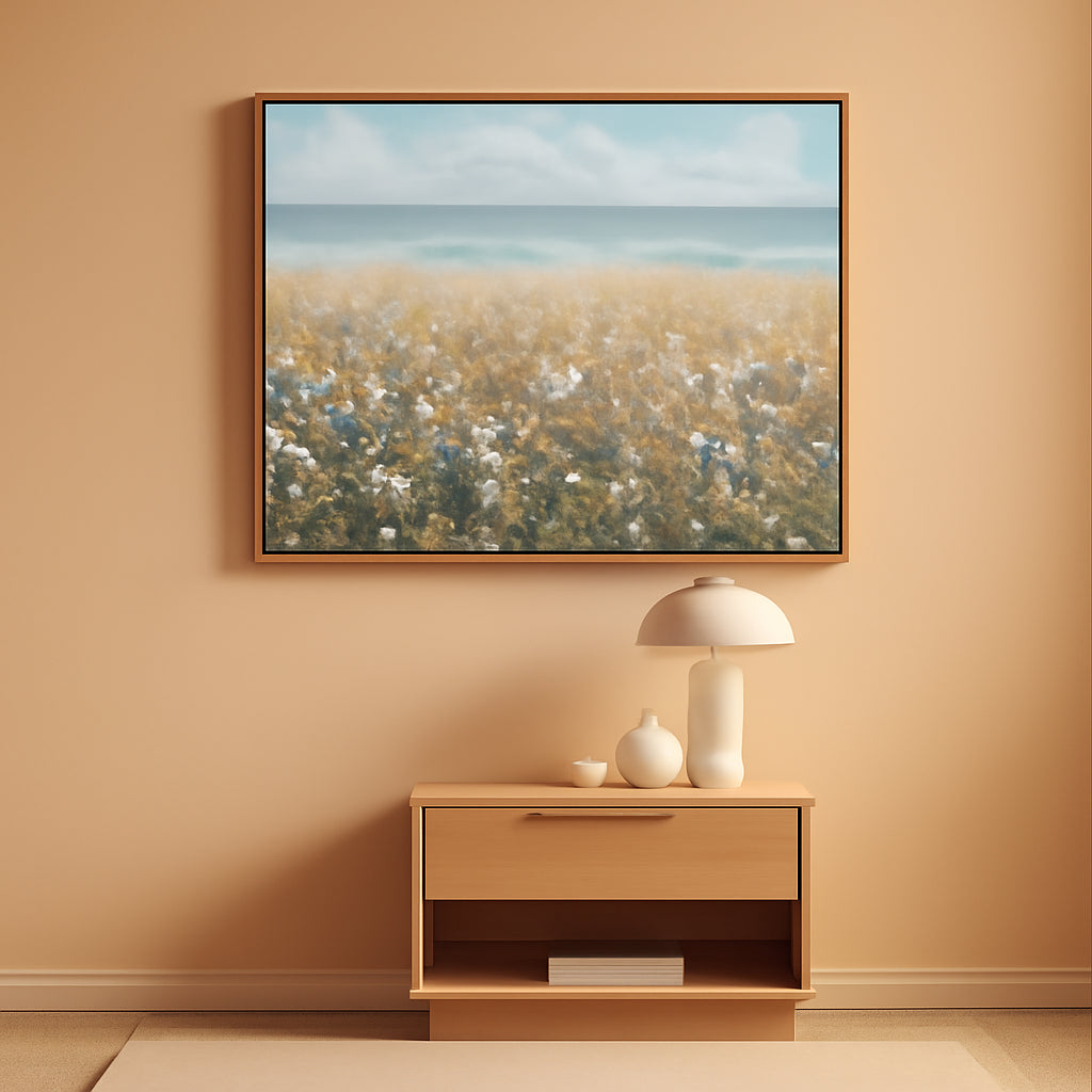 Framed Artwork Coastal Floral Wall Art 48x24Inches