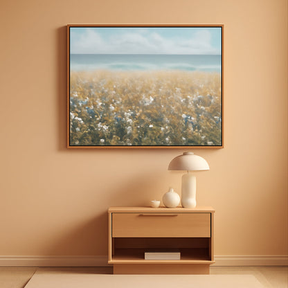 Framed Artwork Coastal Floral Wall Art 48x24Inches