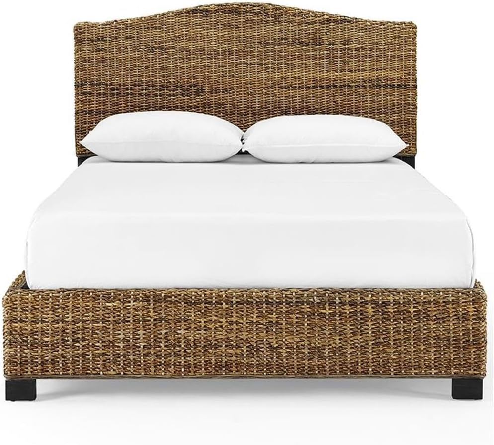 Queen Platform Bed Natural Solid Wood 600Lbs Capacity