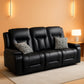 Faux Leatherette Manual Recliner Sofa Set Cupholders