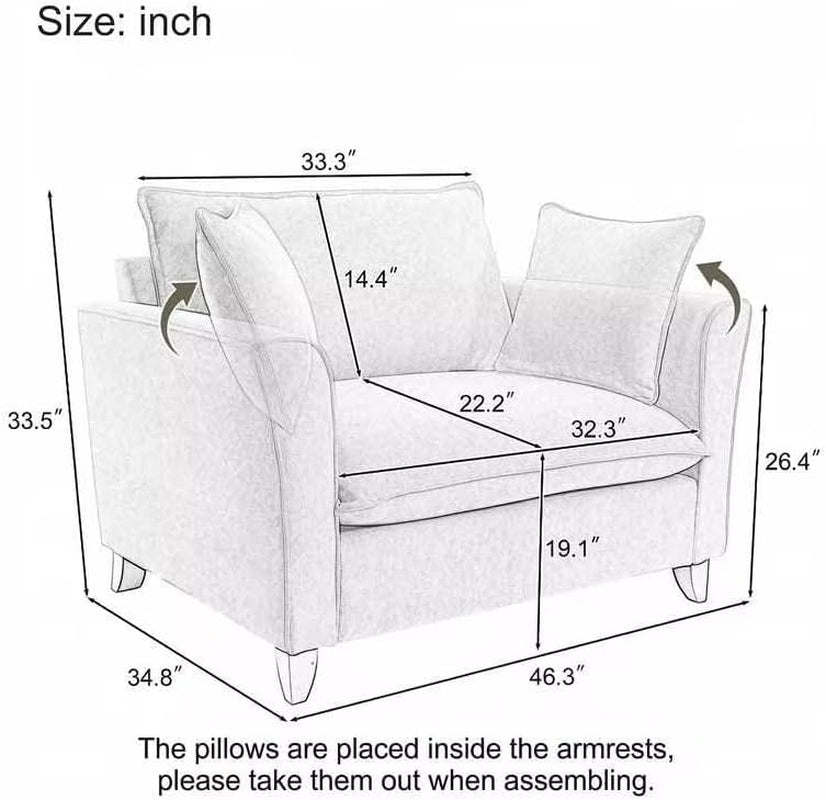 Oversized Chenille Accent Chair Pale Pink Cushions