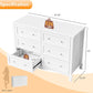 White Six Drawer Dresser Grooved Front ContouredProfile