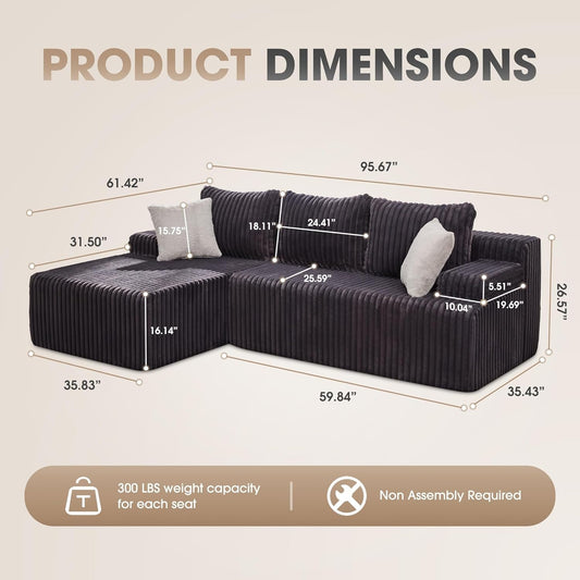 Modular Sectional Sofa Memory Foam Oversized Chaise-1