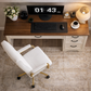 47 Inch Brown White Computer Desk and Office Chair Set with Storage Drawers-1