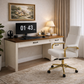 47 Inch Brown White Computer Desk and Office Chair Set with Storage Drawers-2